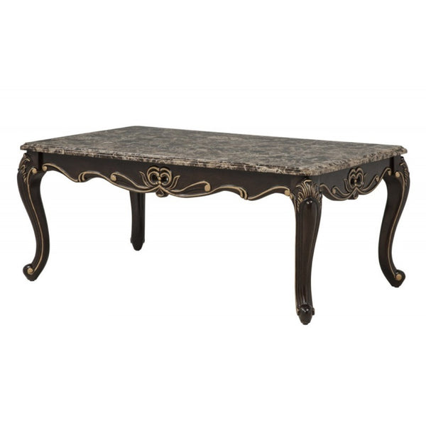 English Elm Traditional Faux Marble Coffee Table with Gold Inlay Cabriole Legs for Formal Living Rooms B011P457605
