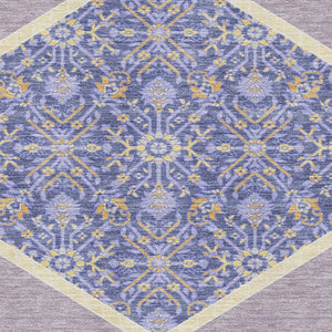 HomeRoots 9' X 12' Elegant Lavender-Blue & Gold Oriental Area Rug, Kid & Pet Friendly, UV Resistant, Washable 679371