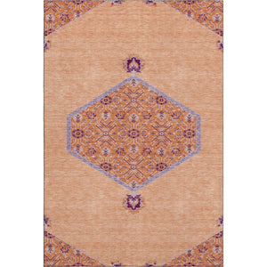 HomeRoots 8' X 10' Washable Peach Orange Beige Oriental Area Rug with Stain Resistance & UV Protection Features 679382
