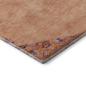 HomeRoots 8' X 10' Washable Peach Orange Beige Oriental Area Rug with Stain Resistance & UV Protection Features 679382