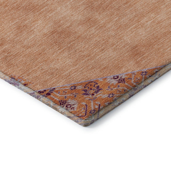 HomeRoots 8' X 10' Washable Peach Orange Beige Oriental Area Rug with Stain Resistance & UV Protection Features 679382