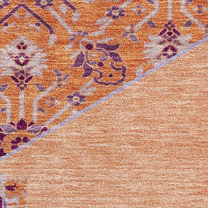 HomeRoots 8' X 10' Washable Peach Orange Beige Oriental Area Rug with Stain Resistance & UV Protection Features 679382