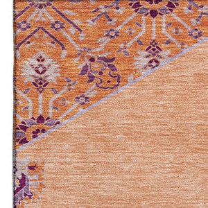 HomeRoots 8' X 10' Washable Peach Orange Beige Oriental Area Rug with Stain Resistance & UV Protection Features 679382