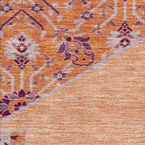 HomeRoots 10' X 14' Washable Peach Orange Beige Oriental Area Rug – UV Protected, Soft, Durable & Stylish! 679384