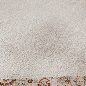 HomeRoots 8' Pink Burgundy and Gray Oriental Round Rug - Washable, Stain-Resistant, UV Protected for Kids & Pets 679387