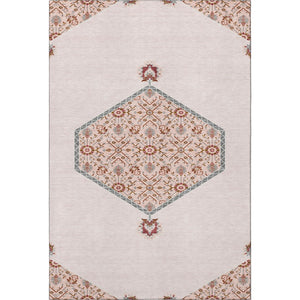 HomeRoots 9' X 12' Pink Burgundy & Gray Oriental Washable Area Rug - Stylish, Durable, UV Protected & Easy Care 679389