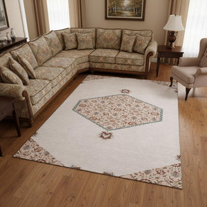 HomeRoots 10' X 14' Washable Oriental Area Rug in Pink, Burgundy & Gray - UV Protected, Stylish & Durable! 679390
