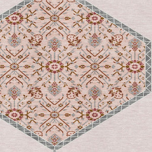 HomeRoots 10' X 14' Washable Oriental Area Rug in Pink, Burgundy & Gray - UV Protected, Stylish & Durable! 679390