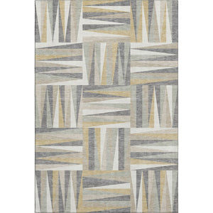 HomeRoots 5' X 8' Stylish Beige Ivory Gold Geometric Washable Area Rug with UV Protection for Every Space 679392