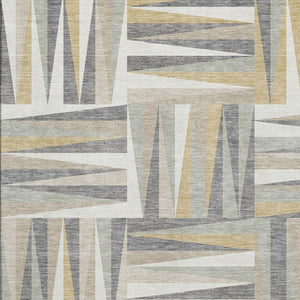HomeRoots 5' X 8' Stylish Beige Ivory Gold Geometric Washable Area Rug with UV Protection for Every Space 679392