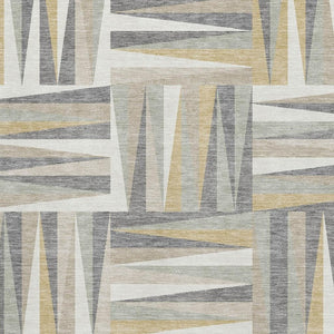 HomeRoots 8' X 10' Beige Ivory Gold Geometric Area Rug - Washable, UV Protected, Stain Resistant & Stylish Design 679394