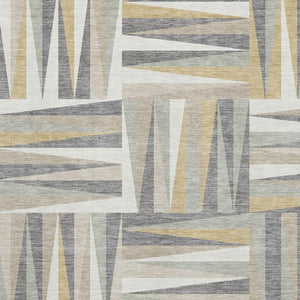 HomeRoots 10' X 14' Stylish Beige & Ivory Geometric Area Rug - Washable, UV Protected, Durable for Families 679396