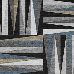 HomeRoots 5' Modern Geometric Washable Area Rug in Black, Beige & Ivory - Durable, UV Protected & Stylish! 679398