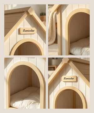 English Elm Modern Solid Cedar A-frame Pet House with Eva Cushion for Small Dogs and Cats W3799P381058