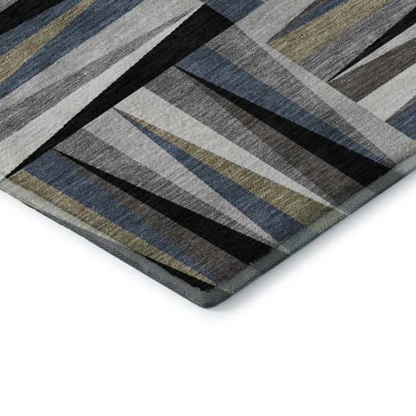 HomeRoots 10' Modern Geometric Washable Area Rug in Black, Beige & Ivory with UV Protection for Home Comfort 679402