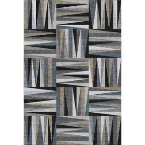 HomeRoots 10' Modern Geometric Washable Area Rug in Black, Beige & Ivory with UV Protection for Home Comfort 679402