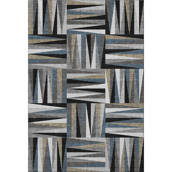 HomeRoots 10' Modern Geometric Washable Area Rug in Black, Beige & Ivory with UV Protection for Home Comfort 679402