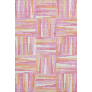 HomeRoots 5' X 8' Blush Peach Ivory Geometric Area Rug - Modern, Washable, Stain-Resistant & UV Protected! 679404