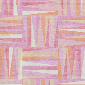 HomeRoots 8' X 10' Blush Peach & Ivory Geometric Area Rug - Washable, Stain Resistant, UV Protected Beauty 679406