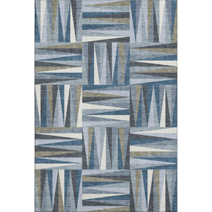 HomeRoots 8' X 10' Denim Blue Ivory Taupe Geometric Area Rug - Stylish, Washable, Stain-Resistant & UV Protected 679412