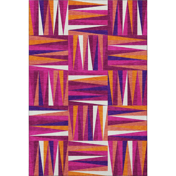 HomeRoots 8' X 10' Stylish Burgundy, Purple, and Orange Geometric Washable Area Rug with UV Protection Features 679418
