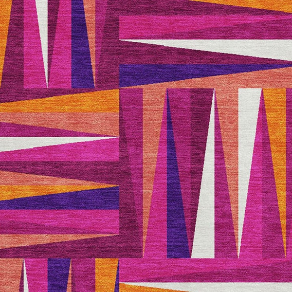 HomeRoots 9' X 12' Bold Burgundy, Purple & Orange Geometric Area Rug - Washable with UV Protection & Durability 679419