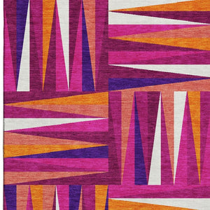 HomeRoots 9' X 12' Bold Burgundy, Purple & Orange Geometric Area Rug - Washable with UV Protection & Durability 679419