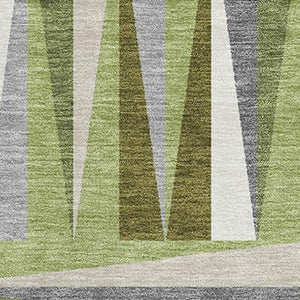 HomeRoots 5' X 8' Stylish Green, Ivory & Gray Geometric Washable Area Rug with UV Protection for Homes 679422
