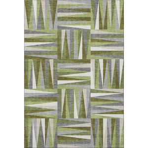 HomeRoots 8' X 10' Stylish Green Ivory & Gray Geometric Area Rug - Washable with UV Protection & Stain Resistance 679424