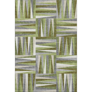 HomeRoots 10' Modern Washable Area Rug in Green, Ivory & Gray - Durable, Stain-Resistant with UV Protection 679426