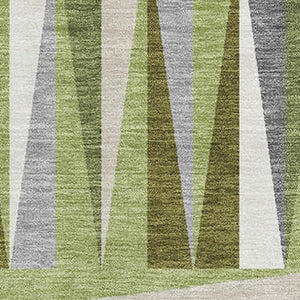 HomeRoots 10' Modern Washable Area Rug in Green, Ivory & Gray - Durable, Stain-Resistant with UV Protection 679426