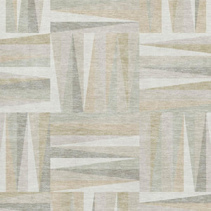 HomeRoots 5' X 8' Ivory and Beige Geometric Washable Area Rug – Stylish, Durable, UV-Resistant for High-Traffic Spaces 679428