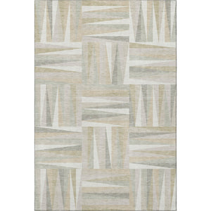 HomeRoots 8' X 10' Ivory And Beige Geometric Area Rug – Washable, UV Protected, Durable for High-Traffic Homes 679430