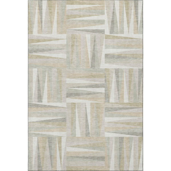 HomeRoots 8' X 10' Ivory And Beige Geometric Area Rug – Washable, UV Protected, Durable for High-Traffic Homes 679430