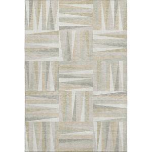HomeRoots 9' X 12' Ivory and Beige Geometric Washable Area Rug - Durable, Stylish, UV-Protected for Busy Homes 679431