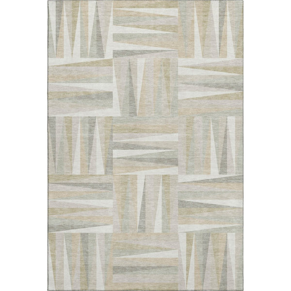 HomeRoots 9' X 12' Ivory and Beige Geometric Washable Area Rug - Durable, Stylish, UV-Protected for Busy Homes 679431