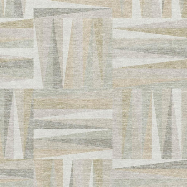 HomeRoots 9' X 12' Ivory and Beige Geometric Washable Area Rug - Durable, Stylish, UV-Protected for Busy Homes 679431