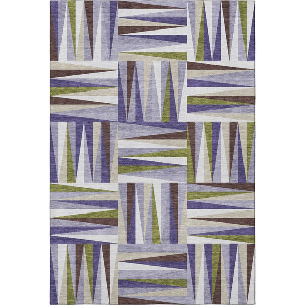 HomeRoots 8' X 10' Contemporary Lavender Olive Green Ivory Washable Area Rug with UV Protection & Durability 679436