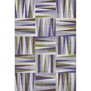HomeRoots 9' X 12' Stylish Lavender Olive Green Geometric Washable Rug with UV Protection for Busy Homes 679437