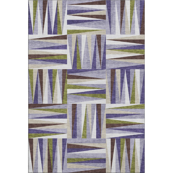 HomeRoots 9' X 12' Stylish Lavender Olive Green Geometric Washable Rug with UV Protection for Busy Homes 679437
