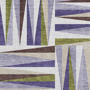 HomeRoots 9' X 12' Stylish Lavender Olive Green Geometric Washable Rug with UV Protection for Busy Homes 679437