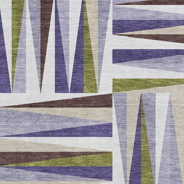HomeRoots 9' X 12' Stylish Lavender Olive Green Geometric Washable Rug with UV Protection for Busy Homes 679437