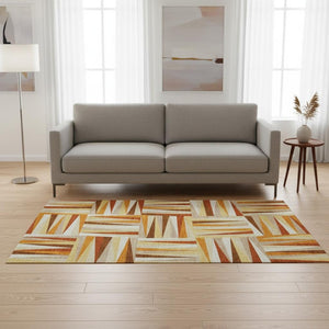 HomeRoots 5' X 8' Stylish Orange and Ivory Geometric Area Rug - Washable, Stain Resistant, UV Protected Design 679446