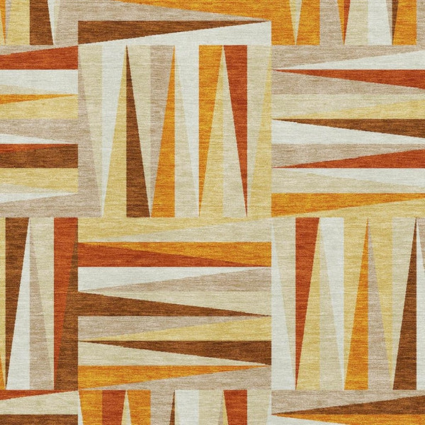 HomeRoots 5' X 8' Stylish Orange and Ivory Geometric Area Rug - Washable, Stain Resistant, UV Protected Design 679446