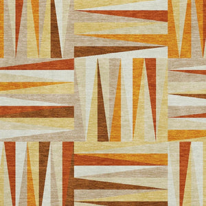 HomeRoots 8' X 10' Bold Orange Rust & Ivory Geometric Area Rug - Washable, UV Protected, Stain Resistant Decor 679448
