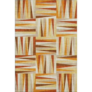 HomeRoots 9' X 12' Geometric Washable Area Rug in Vibrant Orange-Rust & Ivory with UV Protection for Homes 679449