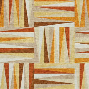 HomeRoots 9' X 12' Geometric Washable Area Rug in Vibrant Orange-Rust & Ivory with UV Protection for Homes 679449