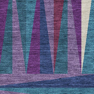 HomeRoots 9' X 12' Geometric Area Rug in Purple, Ivory & Blue - Washable, UV-Protected, Durable & Stylish! 679455