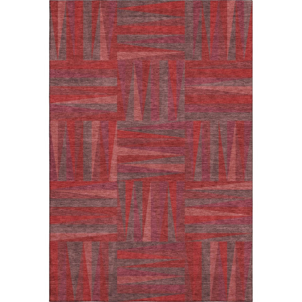 HomeRoots 8' X 10' Red And Burgundy Geometric Washable Area Rug - UV Protected, Stain Resistant, Easy Care! 679460