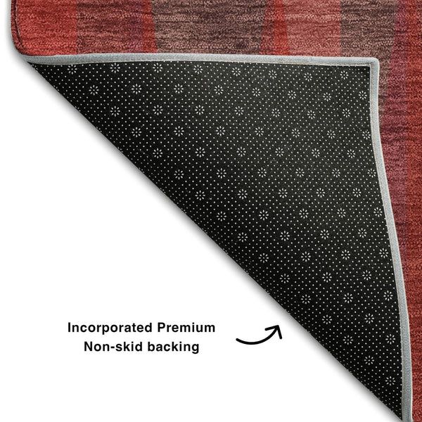 HomeRoots 8' X 10' Red And Burgundy Geometric Washable Area Rug - UV Protected, Stain Resistant, Easy Care! 679460
